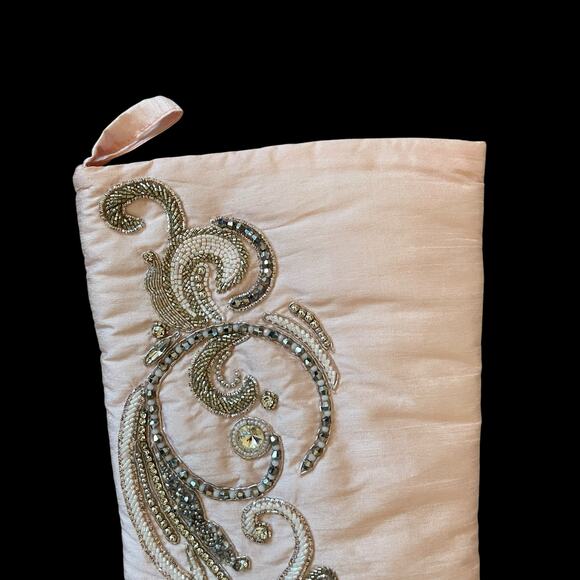NEW Neiman Marcus Blush Pink Beaded Christmas Stocking Luxury Holiday Decor - Picture 15 of 15